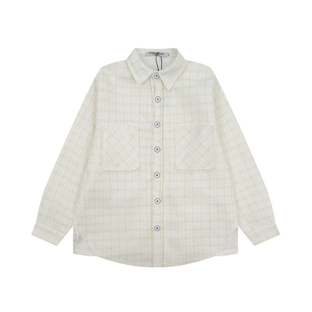 Charlie Luciano Woven Plaid Shirt Jacket White